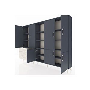 Arges Dolap 11 Raflı 3 Çekmeceli 7 Kapaklı 220x30x163 Antrasit-antrasit/aytaşı