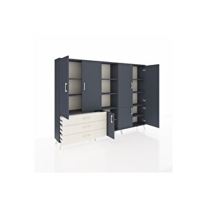 Arges Dolap 11 Raflı 3 Çekmeceli 7 Kapaklı 220x30x163 Antrasit-antrasit/aytaşı