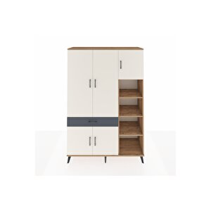 Hyperion Dolap 10 Raflı Tek Çekmeceli 5 Kapaklı 132x44x195 Çam-aytaşı/antrasit