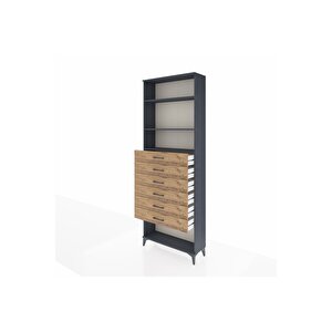 Arges Dolap 3 Raflı 6 Çekmeceli 88x30x243 Antrasit-çam