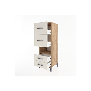 Hyperion Dolap Tek Raflı 4 Çekmeceli 44x44x134 Çam-aytaşı