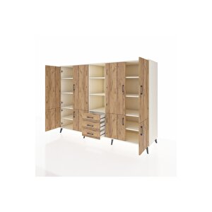 Kronos Dolap 11 Raflı 3 Çekmeceli 8 Kapaklı 220x59x163 Aytaşı-çam