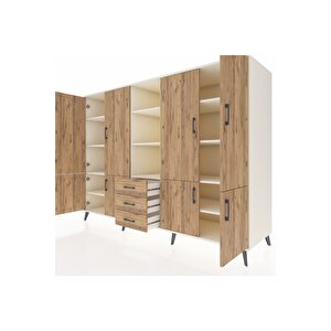 Kronos Dolap 11 Raflı 3 Çekmeceli 8 Kapaklı 220x59x163 Aytaşı-çam