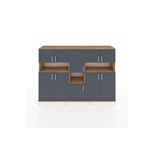 Hyperion Dolap 14 Raflı 10 Kapaklı 220x44x163 Çam-antrasit/çam