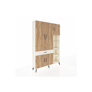 Arges Dolap 10 Raflı Tek Çekmeceli 5 Kapaklı 132x30x195 Aytaşı-çam/aytaşı