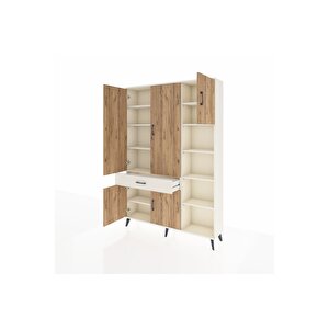 Arges Dolap 10 Raflı Tek Çekmeceli 5 Kapaklı 132x30x195 Aytaşı-çam/aytaşı