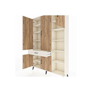 Arges Dolap 10 Raflı Tek Çekmeceli 5 Kapaklı 132x30x195 Aytaşı-çam/aytaşı