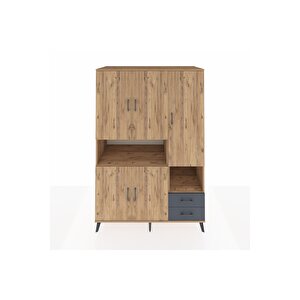 Kronos Dolap 10 Raflı 2 Çekmeceli 5 Kapaklı 132x59x195 Çam-çam/antrasit