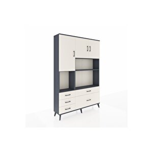 Arges Gardrop 8 Raflı 5 Çekmeceli 3 Kapaklı 132x30x195 Antrasit-aytaşı