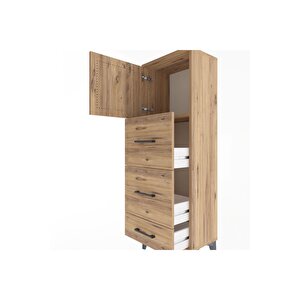 Arges Dolap Tek Raflı 3 Çekmeceli Tek Kapaklı 44x30x134 Çam-çam