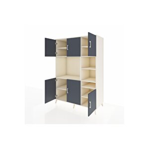 Kronos Dolap 10 Raflı 6 Kapaklı 132x59x195 Aytaşı-antrasit/aytaşı