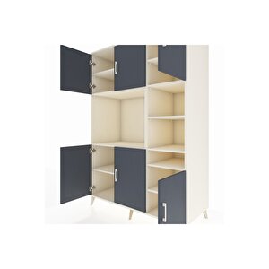 Kronos Dolap 10 Raflı 6 Kapaklı 132x59x195 Aytaşı-antrasit/aytaşı