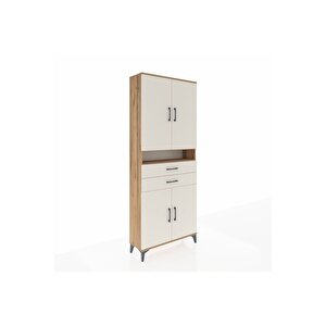 Arges Dolap 5 Raflı 2 Çekmeceli 4 Kapaklı 88x30x221 Çam-aytaşı
