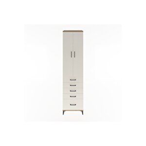 Hyperion Dolap 4 Raflı 5 Çekmeceli 2 Kapaklı 60x44x243 Çam-aytaşı