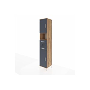 Hyperion Dolap 4 Raflı 3 Çekmeceli 2 Kapaklı 44x44x243 Çam-antrasit