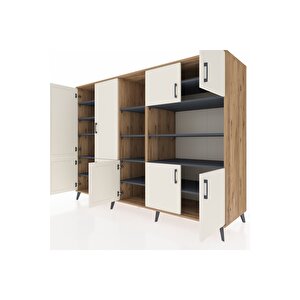 Kronos Dolap 14 Raflı 9 Kapaklı 220x59x163 Çam-aytaşı/antrasit