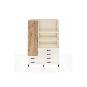 Hyperion Dolap 7 Raflı 6 Çekmeceli Tek Kapaklı  132x44x195 Aytaşı-çam/aytaşı
