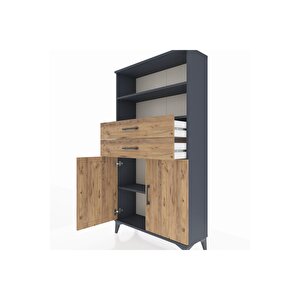 Arges Dolap 3 Raflı 2 Çekmeceli 2 Kapaklı 88x30x163 Antrasit-çam