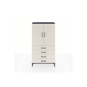 Arges Dolap 3 Raflı 4 Çekmeceli 2 Kapaklı 88x30x163 Antrasit-aytaşı