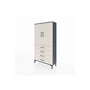 Arges Dolap 3 Raflı 4 Çekmeceli 2 Kapaklı 88x30x163 Antrasit-aytaşı