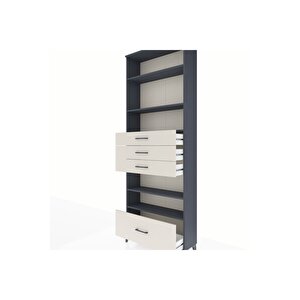 Arges Dolap 5 Raflı 4 Çekmeceli 88x30x243 Antrasit-aytaşı