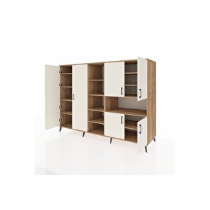 Kronos Dolap 13 Raflı 6 Kapaklı 220x59x163 Çam-aytaşı/çam