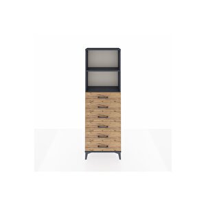 Arges Dolap 2 Raflı 6 Çekmeceli 60x30x182 Antrasit-çam