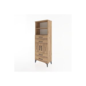 Arges Dolap 3 Raflı 4 Çekmeceli 2 Kapaklı 60x30x163 Çam-çam