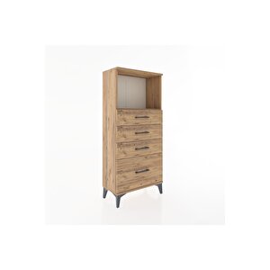 Hyperion Dolap Tek Raflı 4 Çekmeceli 60x44x134 Çam-çam
