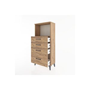 Hyperion Dolap Tek Raflı 4 Çekmeceli 60x44x134 Çam-çam