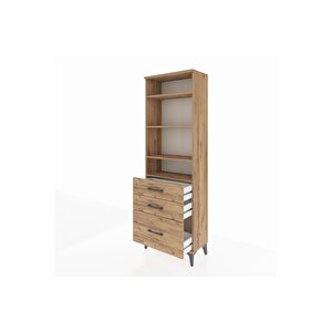 Arges Dolap 4 Raflı 3 Çekmeceli 60x30x182 Çam-çam