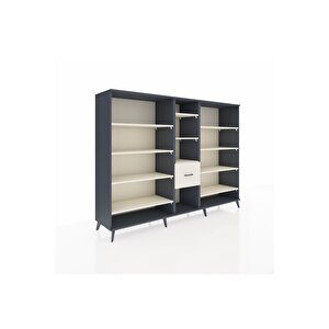 Hyperion Dolap 11 Raflı 3 Çekmeceli  220x44x163 Antrasit-aytaşı