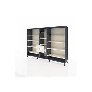 Hyperion Dolap 11 Raflı 3 Çekmeceli  220x44x163 Antrasit-aytaşı