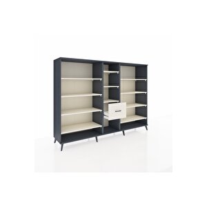 Hyperion Dolap 11 Raflı 3 Çekmeceli  220x44x163 Antrasit-aytaşı