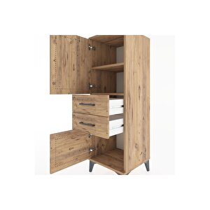 Hyperion Dolap 2 Raflı 2 Çekmeceli 2 Kapaklı 44x44x134 Çam-çam