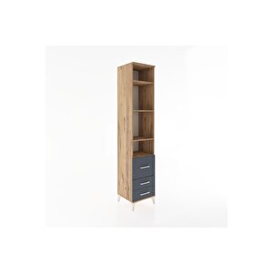 Hyperion Dolap 4 Raflı 3 Çekmeceli 44x44x221 Çam-antrasit