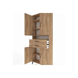 Arges Dolap 5 Raflı 2 Çekmeceli 4 Kapaklı 88x30x221 Çam-çam
