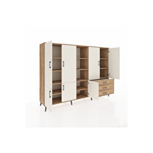 Hyperion Dolap 11 Raflı 3 Çekmeceli 7 Kapaklı 220x44x163 Çam-aytaşı/çam