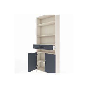 Arges Dolap 5 Raflı Tek Çekmeceli 2 Kapaklı 88x30x221 Aytaşı-antrasit