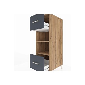 Kronos Dolap 2 Raflı 2 Çekmeceli 44x59x134 Çam-antrasit