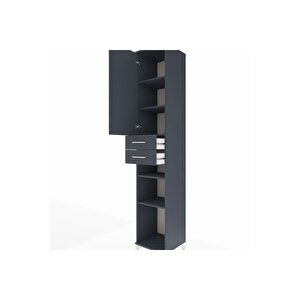 Hyperion Dolap 5 Raflı 2 Çekmeceli Tek Kapaklı 44x44x243 Antrasit-antrasit