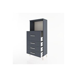 Hyperion Dolap Tek Raflı 4 Çekmeceli 60x44x134 Antrasit-antrasit