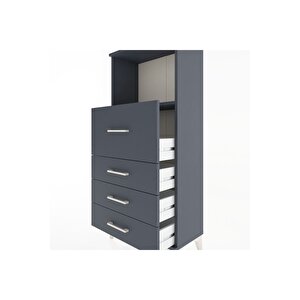 Hyperion Dolap Tek Raflı 4 Çekmeceli 60x44x134 Antrasit-antrasit