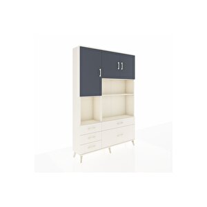 Arges Dolap 8 Raflı 5 Çekmeceli 3 Kapaklı 132x30x195 Aytaşı-antrasit/aytaşı