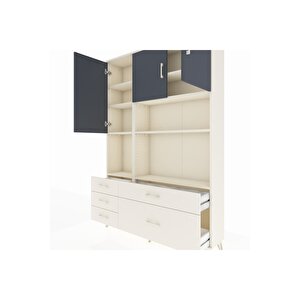 Arges Dolap 8 Raflı 5 Çekmeceli 3 Kapaklı 132x30x195 Aytaşı-antrasit/aytaşı