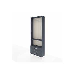 Arges Dolap 2 Raflı 3 Çekmeceli Tek Askılı 88x30x243 Antrasit-antrasit