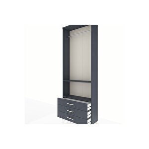 Arges Dolap 2 Raflı 3 Çekmeceli Tek Askılı 88x30x243 Antrasit-antrasit