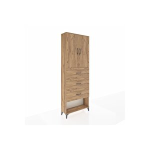 Arges Dolap 3 Raflı 3 Çekmeceli 2 Kapaklı 88x30x243 Çam-çam