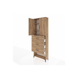 Arges Dolap 3 Raflı 3 Çekmeceli 2 Kapaklı 88x30x243 Çam-çam