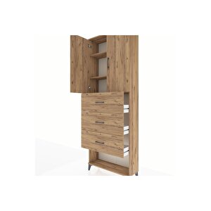 Arges Dolap 3 Raflı 3 Çekmeceli 2 Kapaklı 88x30x243 Çam-çam